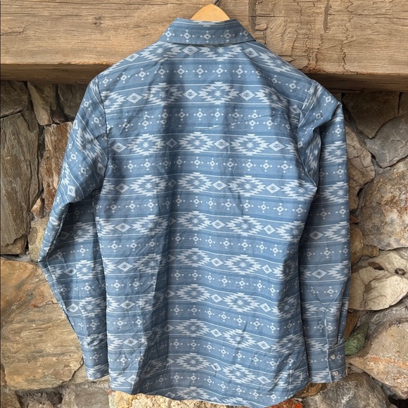Ely Cattleman Blue Aztec Patterned Teen Snap Down Shirt NWOT Boys Large - Picture 5 of 11